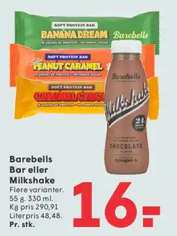 SPAR Barebells Bar eller Milkshake tilbud