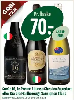 Min Købmand Cuvée 16, Le Preare Ripasso Classico Superiore eller Kia Ora Marlborough Sauvignon Blanc tilbud
