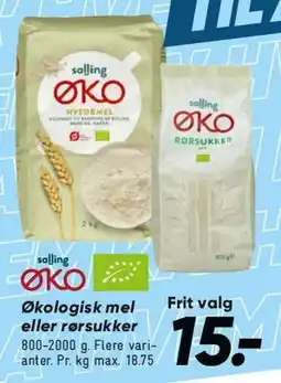 Bilka Økologisk mel eller rørsukker tilbud