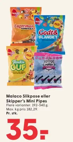SPAR Malaco Slikpose eller Skipper's Mini Pipes tilbud