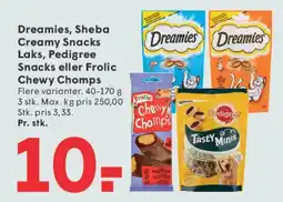 SPAR Dreamies, Sheba, Pedigree eller Frolic snacks tilbud