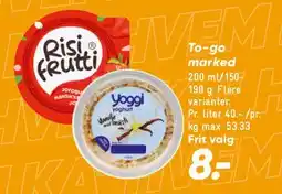 Bilka Risi Frutti / Yoggi to-go tilbud