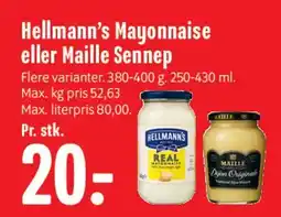Min Købmand Hellmann's Mayonnaise eller Maille Sennep tilbud