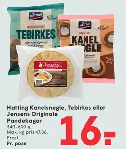 SPAR Hatting Kanelsnegle, Tebirkes eller Jensens Originale Pandekager tilbud