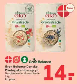 SPAR Grøn Balance Økologiske Havregryn tilbud