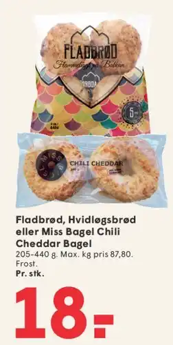 SPAR Fladbrød, Hvidløgsbrød eller Miss Bagel (Chili Cheddar Bagel) tilbud