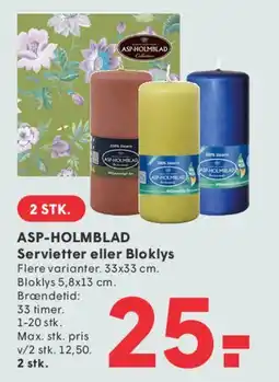SPAR ASP-HOLMBLAD Servietter eller Bloklys tilbud