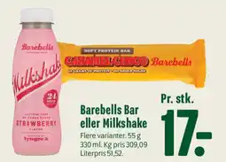 Min Købmand Barebells Bar eller Milkshake tilbud