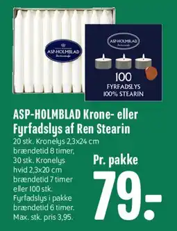 Min Købmand ASP-HOLMLAD Krone- eller Fyrfadslys af Ren Stearin tilbud