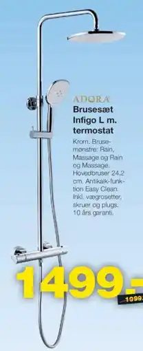 Bauhaus Adora Brusesæt Infigo L m. termostat tilbud