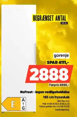 Power gorenje 185 cm fryseskab tilbud