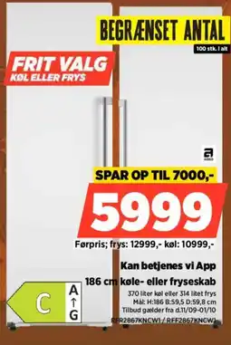 Power Asko 186 cm køle- eller fryseskab tilbud