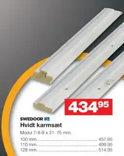 Bauhaus Swedoor Hvidt karmsæt tilbud