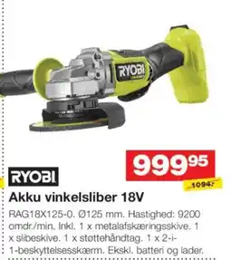 Bauhaus Ryobi Akku vinkelsliber 18V tilbud