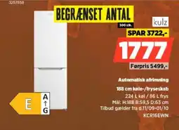 Power kulz 188 cm køle-/fryseskab tilbud