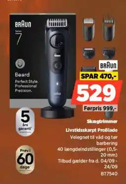 Power Braun skægtrimmer Livstidsskarp ProBlade tilbud