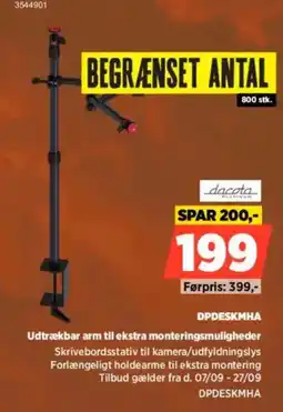 Power dacota Udrækbar arm til ekstra monteringsmuligheder tilbud
