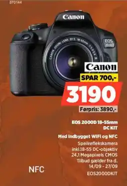Power Canon EOS 2000D 18-55mm DC KIT tilbud