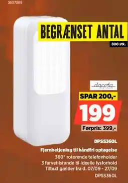 Power dacota Platinum Fjernbetjening til håndfri optagelse tilbud