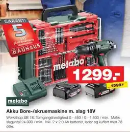 Bauhaus Akku Bore-/skruemaskine m. slag 18V tilbud