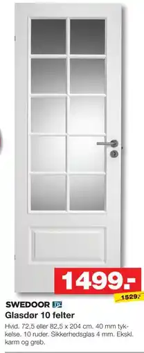 Bauhaus SWEDOOR Glasdør 10 felter tilbud