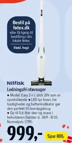Føtex Nilfisk ledningsfri støvsuger (stick) tilbud