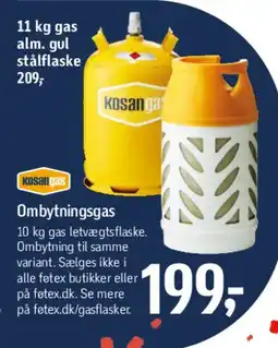 Føtex Ombytningsgas / 11 kg gasflaske tilbud