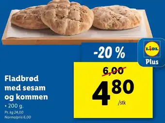 Lidl Fladbrød Med Sesam Og Kommen 200 g tilbud