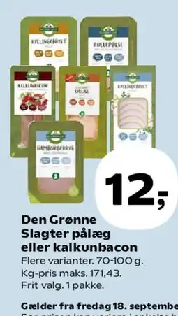 Kvickly Den Grønne Slagter pålæg eller kalkunbacon tilbud
