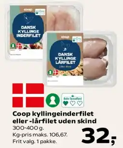 Kvickly Coop kyllingeinderfilet eller -lårefilet uden skind tilbud