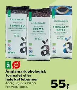 Kvickly Änglamark økologisk formalet eller hele kaffebønner tilbud