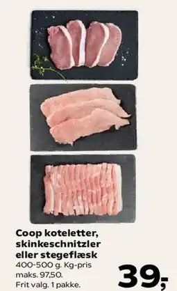 Kvickly Coop koteletter, skinkeschnitzler eller stegeflæsk tilbud