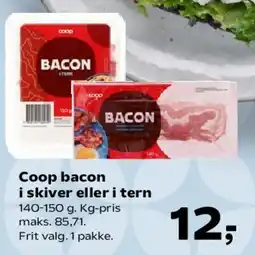Kvickly Coop bacon i skiver eller i tern tilbud