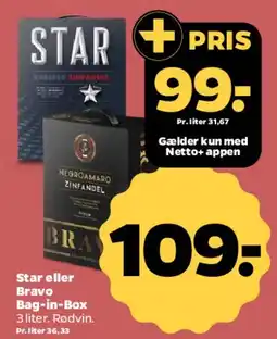 Netto Star eller Bravo Bag‑in‑Box (3 L) tilbud