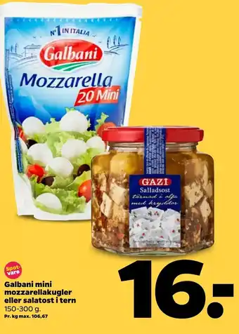 Netto Galbani Mini Mozzarellakugler Eller Salatost I Tern 150-300 g tilbud
