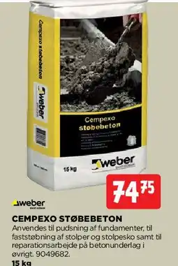 jem & fix Cempexo Støbebeton 15 kg tilbud
