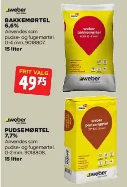 jem & fix weber pudse- & bakkemørtel (15 l) tilbud