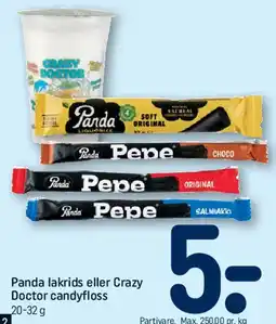 REMA 1000 Panda lakrids eller Crazy Doctor candyfloss tilbud