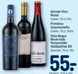 REMA 1000 Astrale Vino Rosso / Primitivo Susumanello / Pata Negra Reservado tilbud