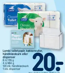 REMA 1000 Lambi toiletpapir, køkkenruller, håndklædeark eller dispenser tilbud