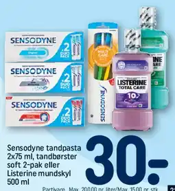 REMA 1000 Sensodyne tandpasta / Listerine mundskyl tilbud