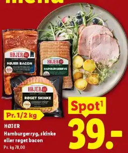 Lidl HØJER Hamburgerryg / skinke / røget bacon tilbud