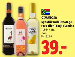 Lidl Cimarosa Sydafrikansk Pinotage / rosé / Tokaji Furmint tilbud