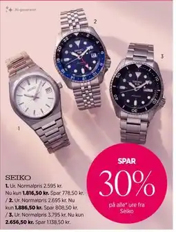 Salling SPAR 30% på alle* ure fra Seiko tilbud