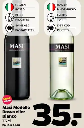 Netto Masi Modello Rosso Eller Bianco 75 Cl tilbud