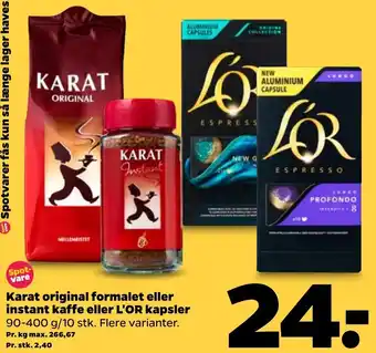 Netto Karat Original Formalet Eller Instant Kaffe Eller L'Or Kapsler 90-400 g tilbud