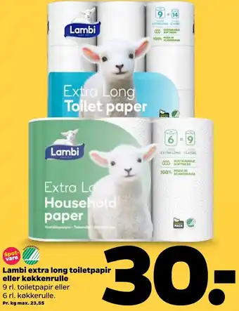 Lambi Extra Long Toiletpapir Eller Køkkenrulle