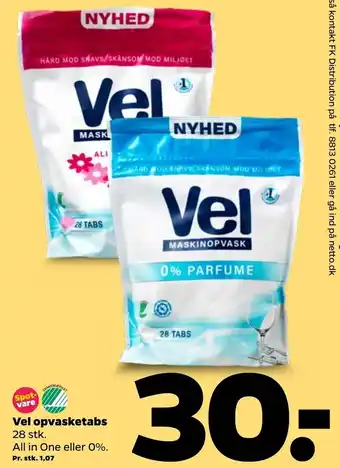 Netto Vel Opvasketabs 28 Stk tilbud