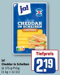 REWE DE ja! Cheddar in Scheiben tilbud