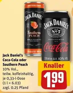 REWE DE Jack Daniel's Coca-Cola oder Southern Peach tilbud